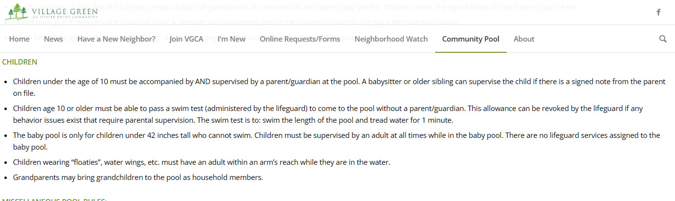 The pool rules