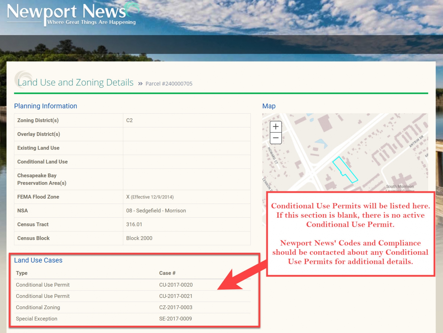 Finding information about land use and zoning in Newport News Village