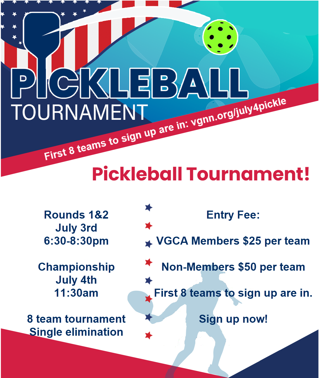 Inaugural 4th Of July Pickleball Tournament - Village Green: An Oyster ...